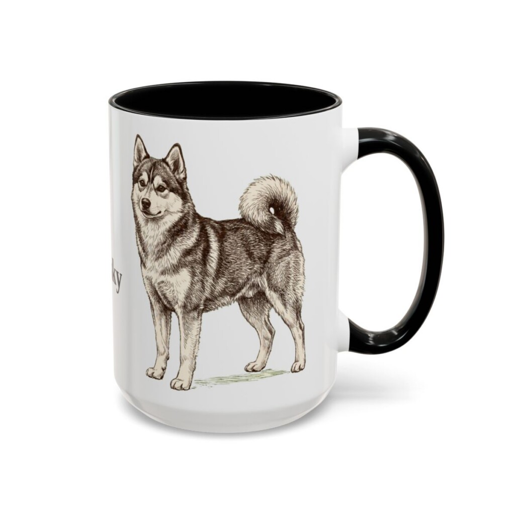 15oz Pomsky Mug, Black, right side view