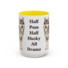 15oz Funny Pomsky Mug, Yellow, front view