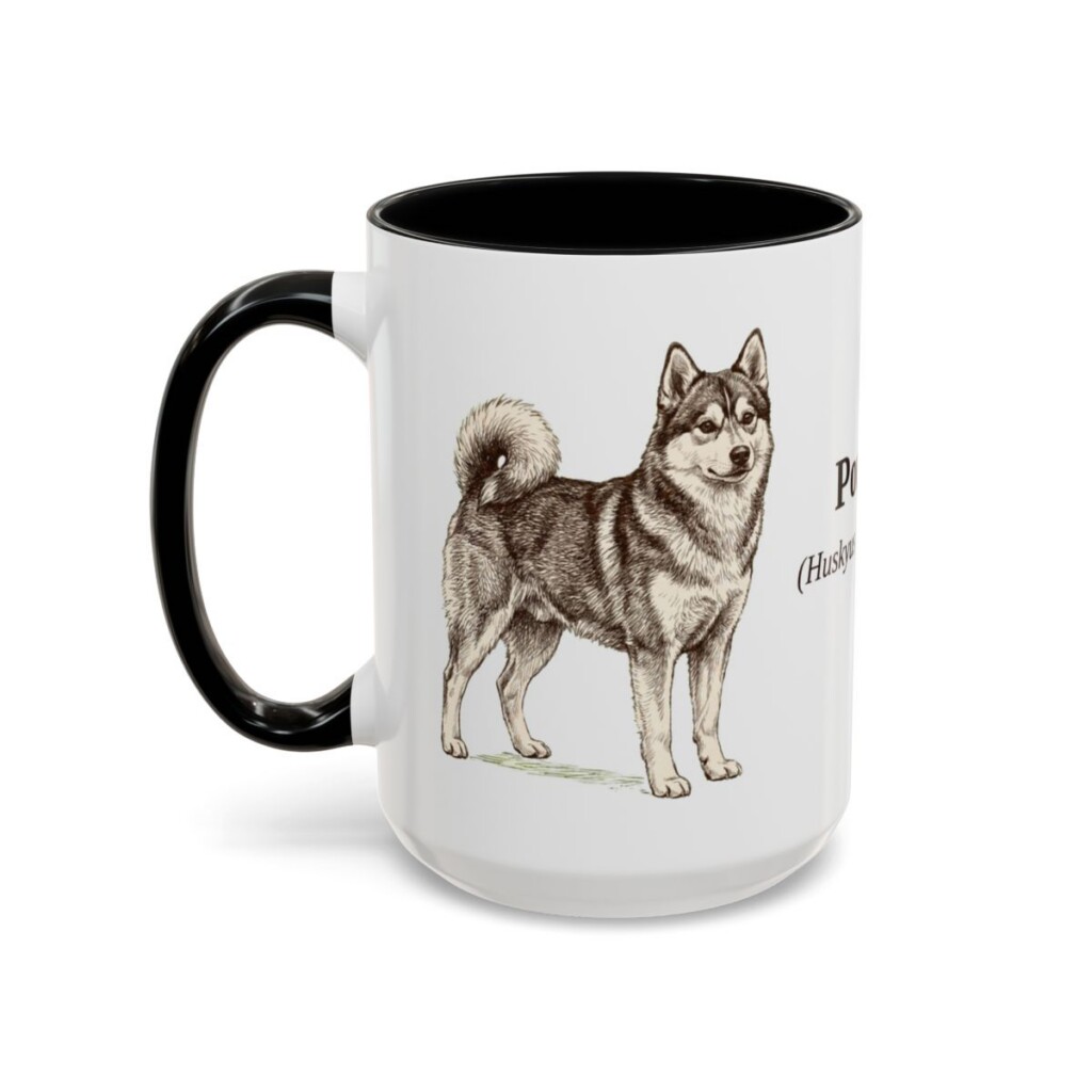15oz Pomsky Latin Mug, Black, left side view