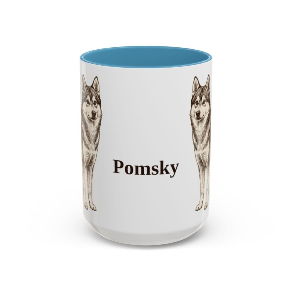 15oz Pomsky Mug, Light Blue, front view