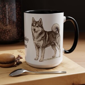 15oz Pomsky Dog Mom Mug, Black, lifestyle photo