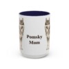 15oz Pomsky Dog Mom Mug, Navy, front view