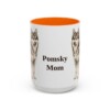 15oz Pomsky Dog Mom Mug, Orange, front view