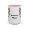 15oz Pomsky Dog Mom Mug, Pink, front view