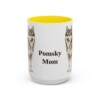 15oz Pomsky Dog Mom Mug, Yellow, front view