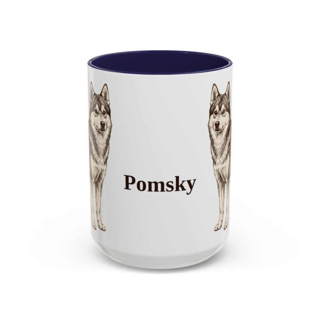15oz Pomsky Mug, Navy, front view