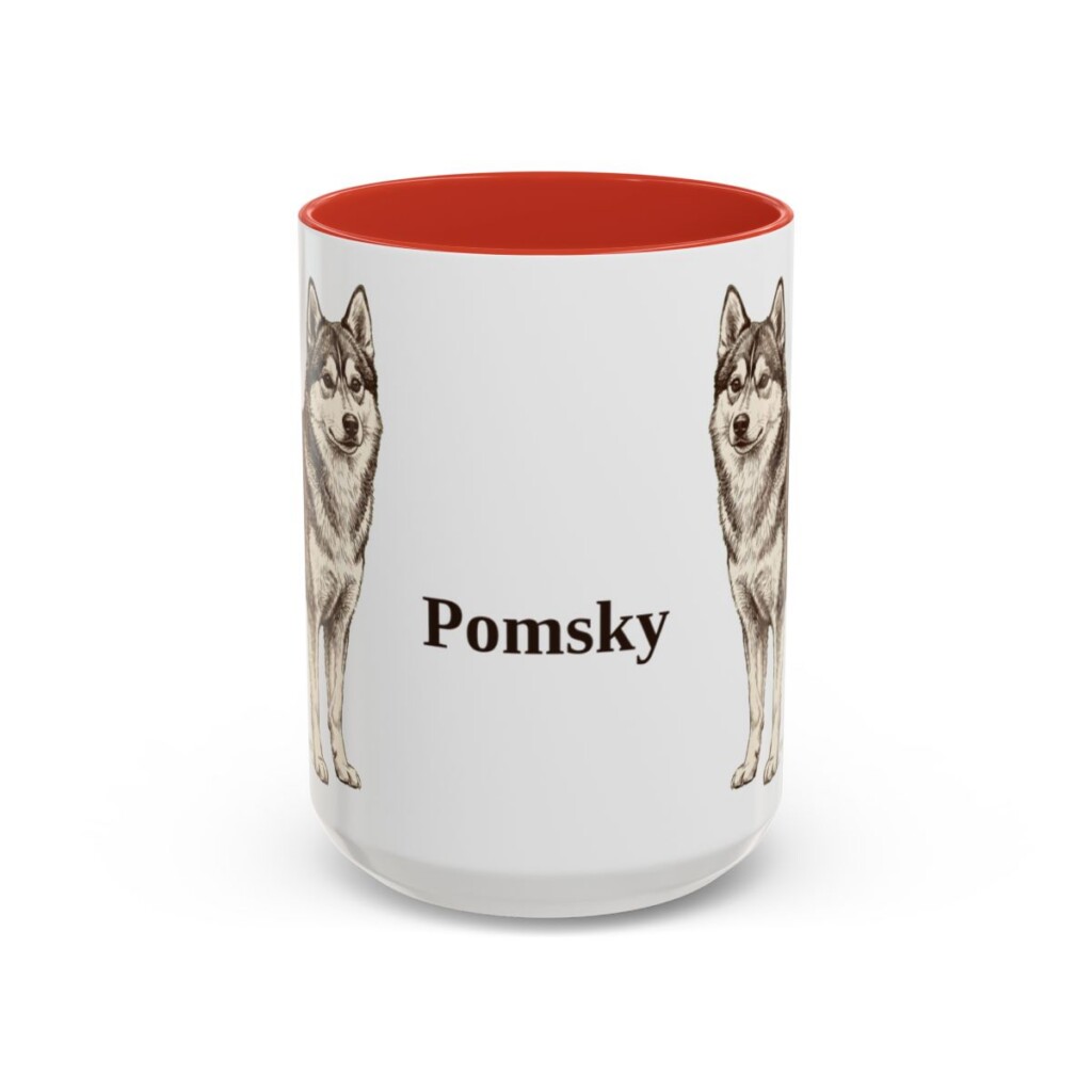 15oz Pomsky Mug, Red, front view