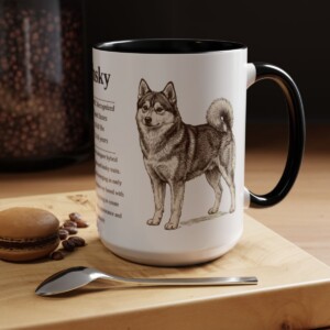 15oz Pomsky Mug, Black, lifestyle photo