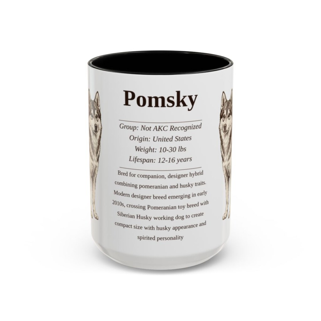 15oz Pomsky Mug, Black, front view