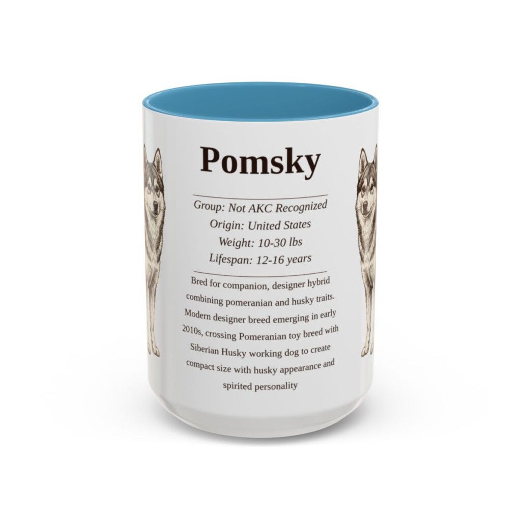 15oz Pomsky Mug, Light Blue, front view