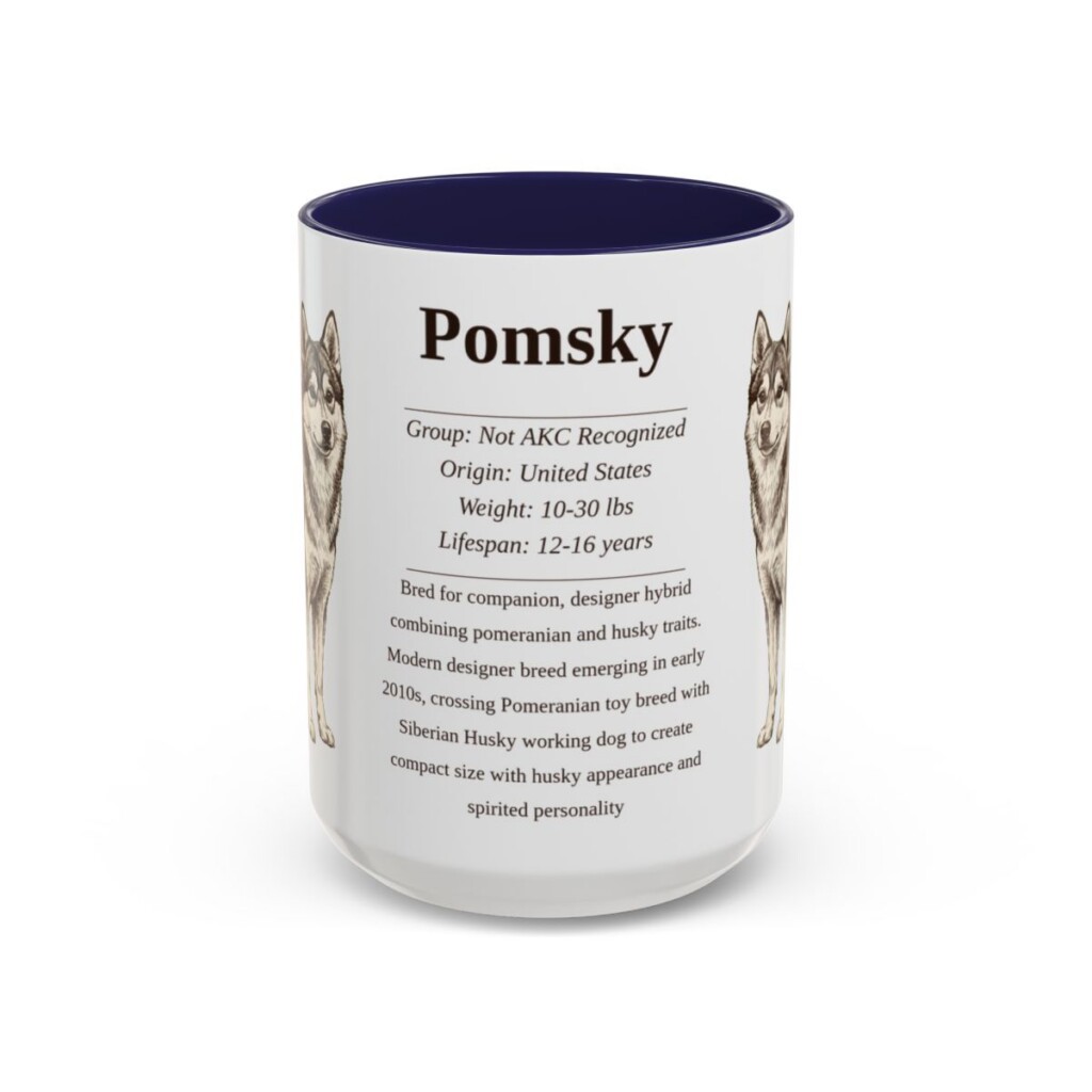 15oz Pomsky Mug, Navy, front view