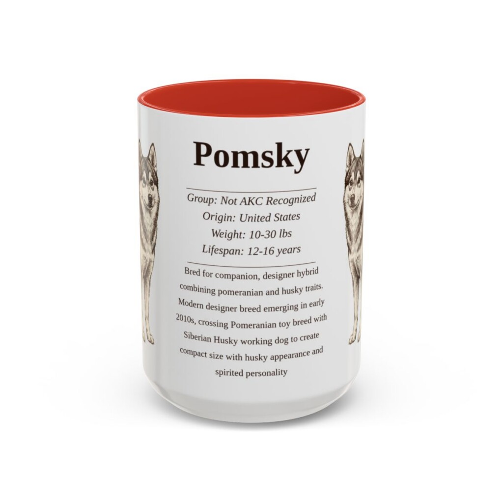 15oz Pomsky Mug, Red, front view