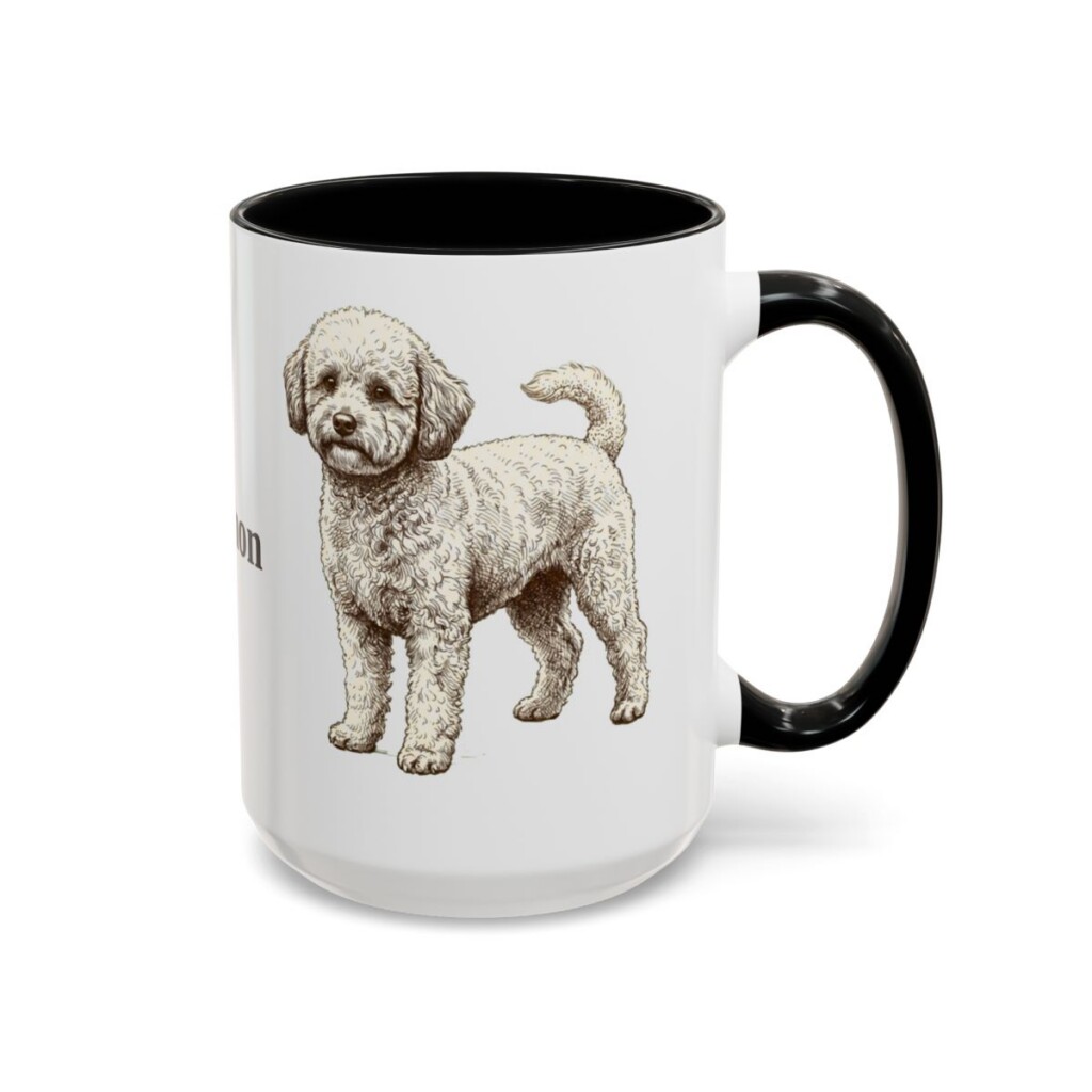 15oz Poochon Mug, Black, right side view