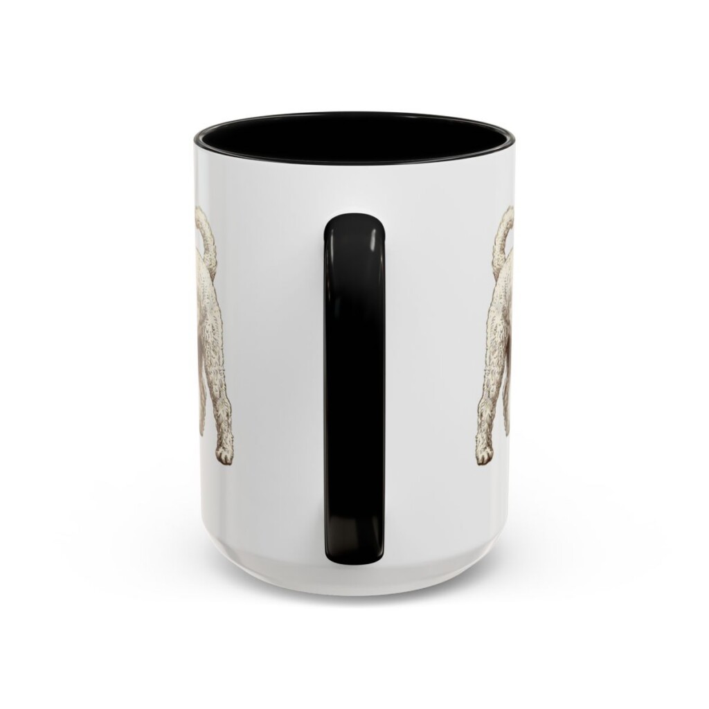 15oz Funny Poochon Mug, Black, back view