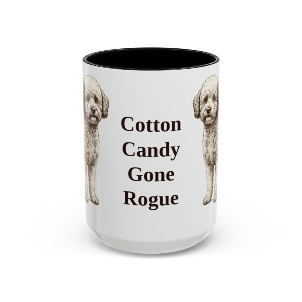 15oz Funny Poochon Mug, Black, front view