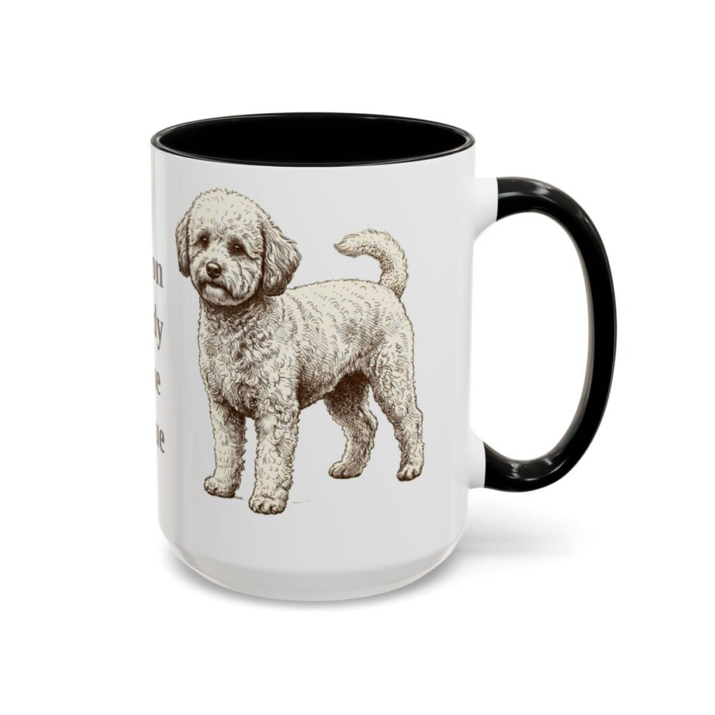 15oz Funny Poochon Mug, Black, right side view