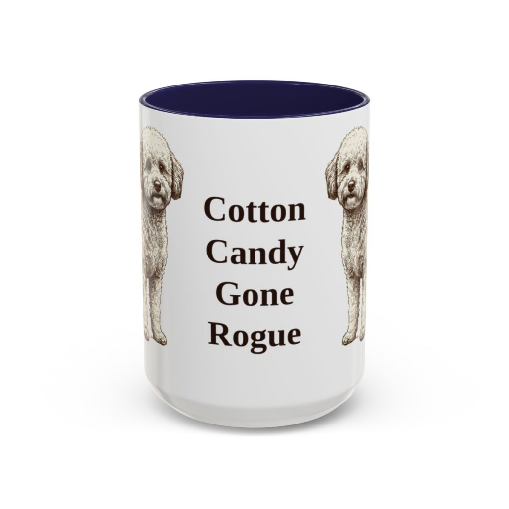 15oz Funny Poochon Mug, Navy, front view