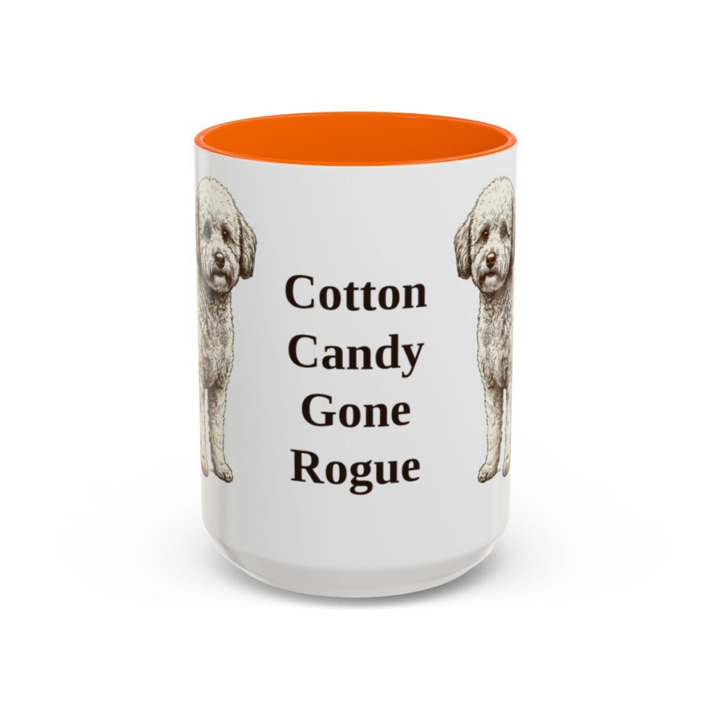 15oz Funny Poochon Mug, Orange, front view
