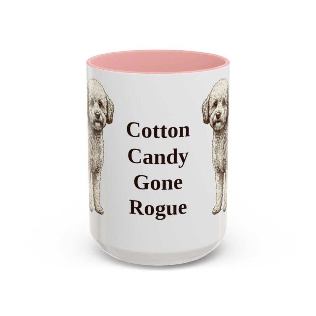 15oz Funny Poochon Mug, Pink, front view