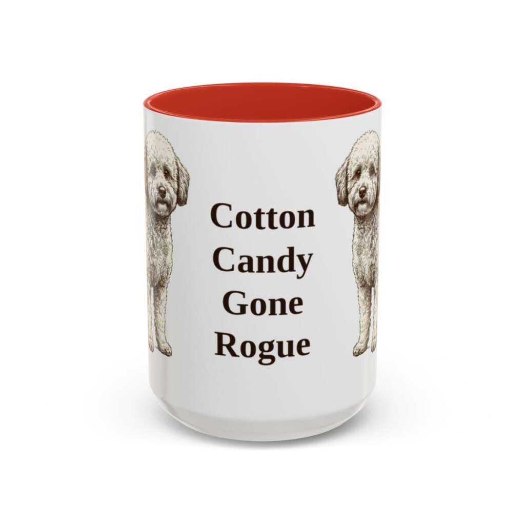 15oz Funny Poochon Mug, Red, front view