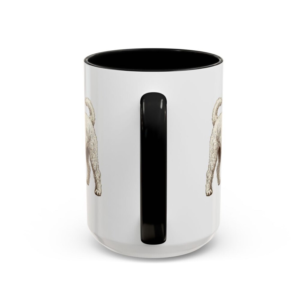 15oz Poochon Latin Mug, Black, back view