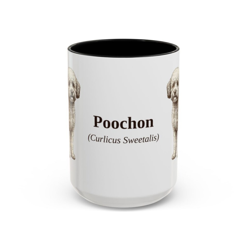 15oz Poochon Latin Mug, Black, front view