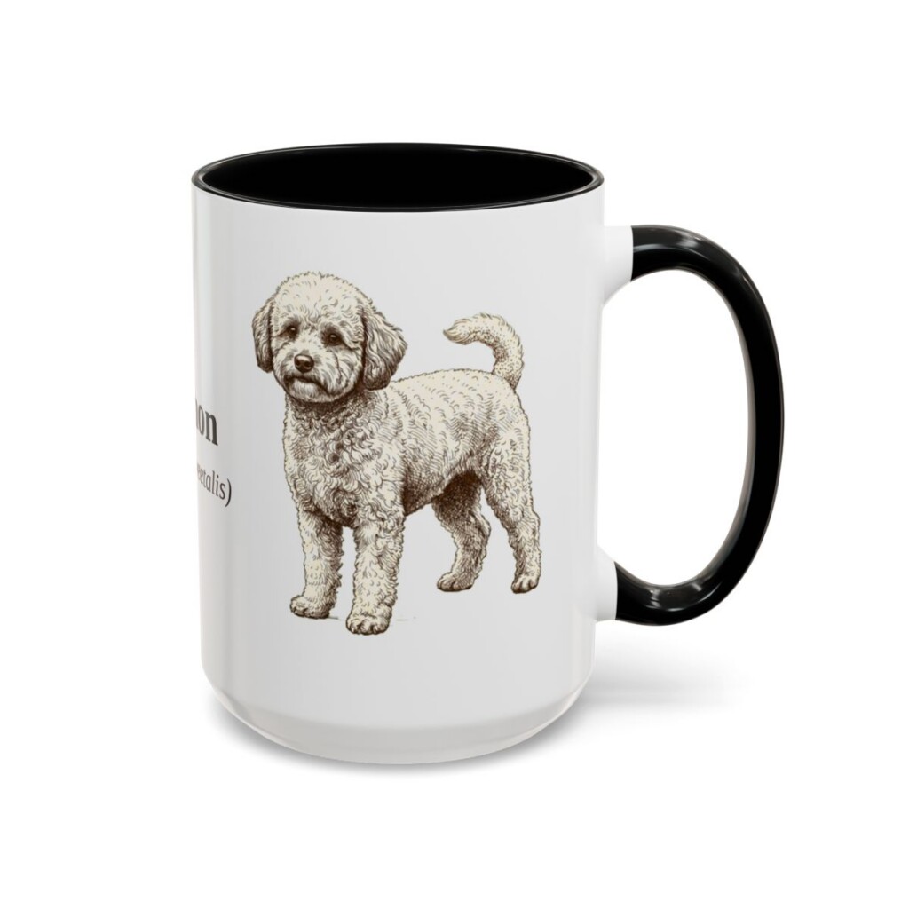 15oz Poochon Latin Mug, Black, right side view