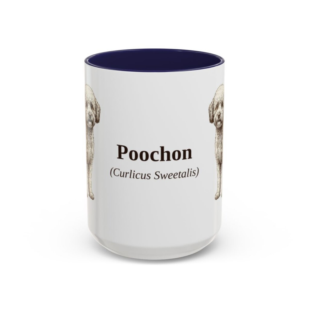 15oz Poochon Latin Mug, Navy, front view