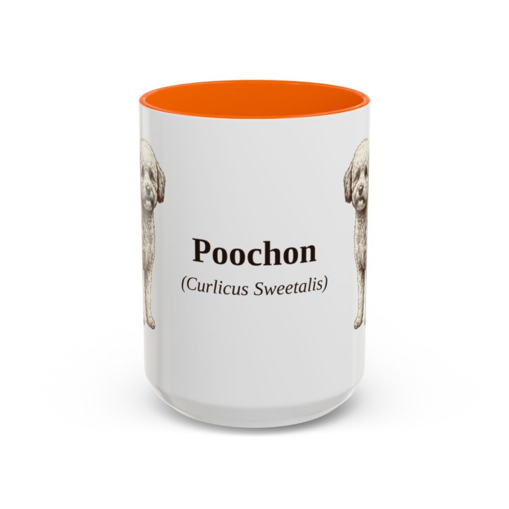 15oz Poochon Latin Mug, Orange, front view