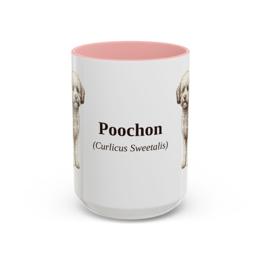 15oz Poochon Latin Mug, Pink, front view