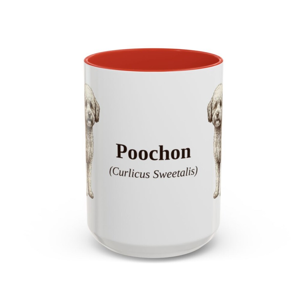 15oz Poochon Latin Mug, Red, front view