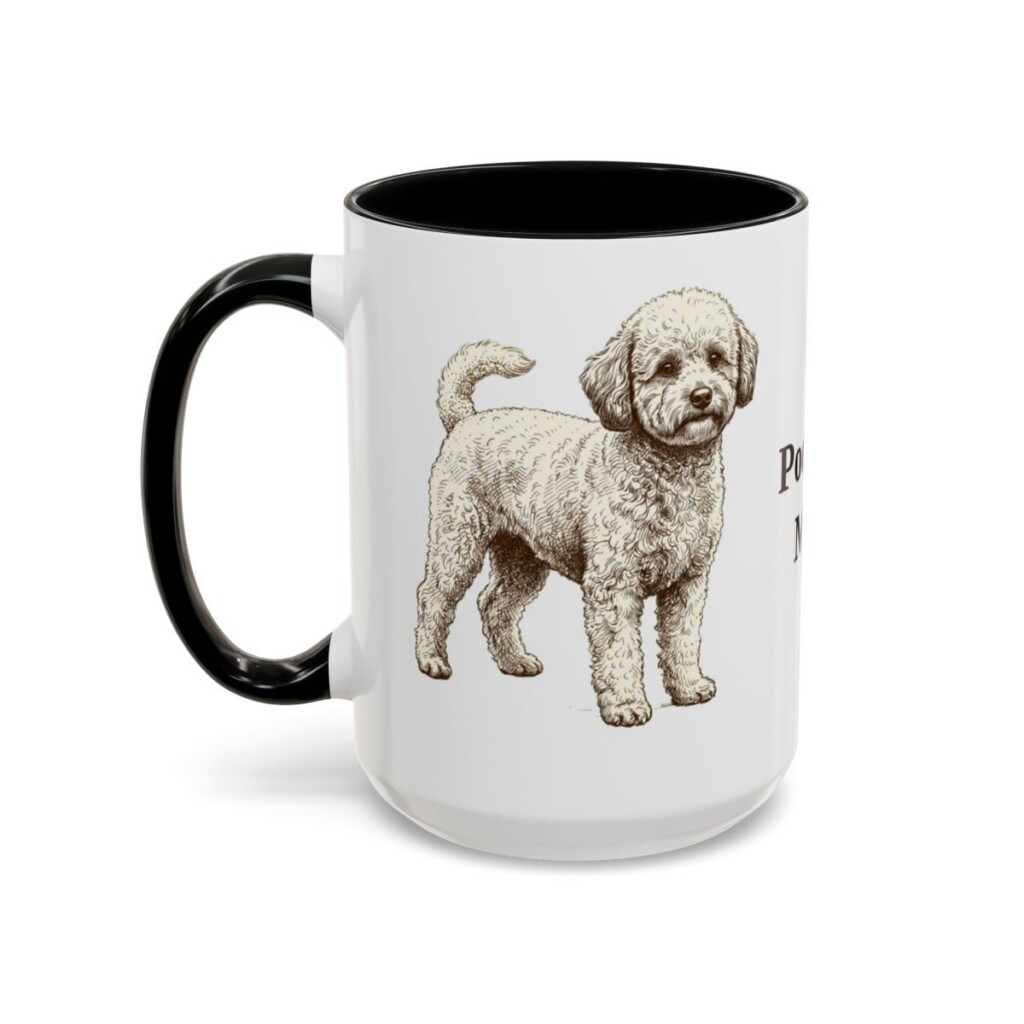 15oz Poochon Dog Mom Mug, Black, left side view
