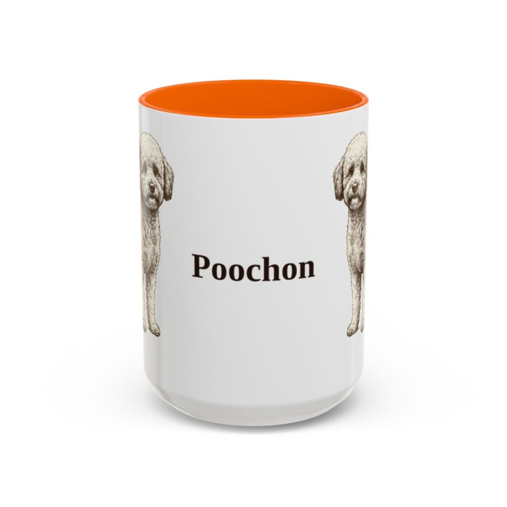 15oz Poochon Mug, Orange, front view