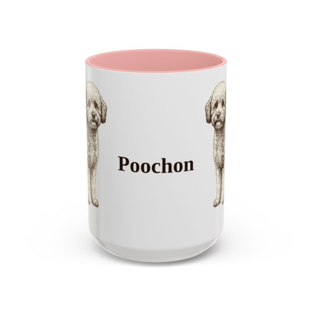15oz Poochon Mug, Pink, front view