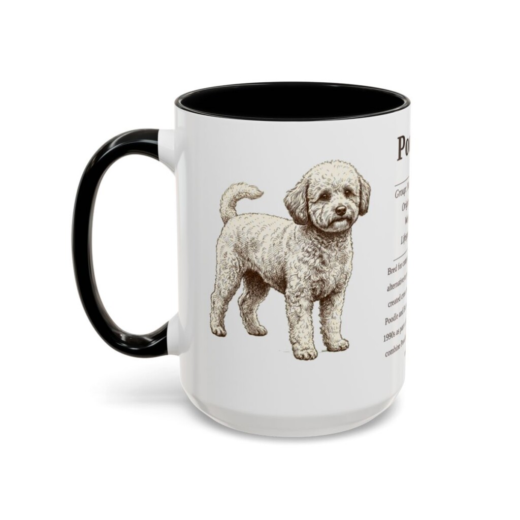 15oz Poochon Mug, Black, left side view
