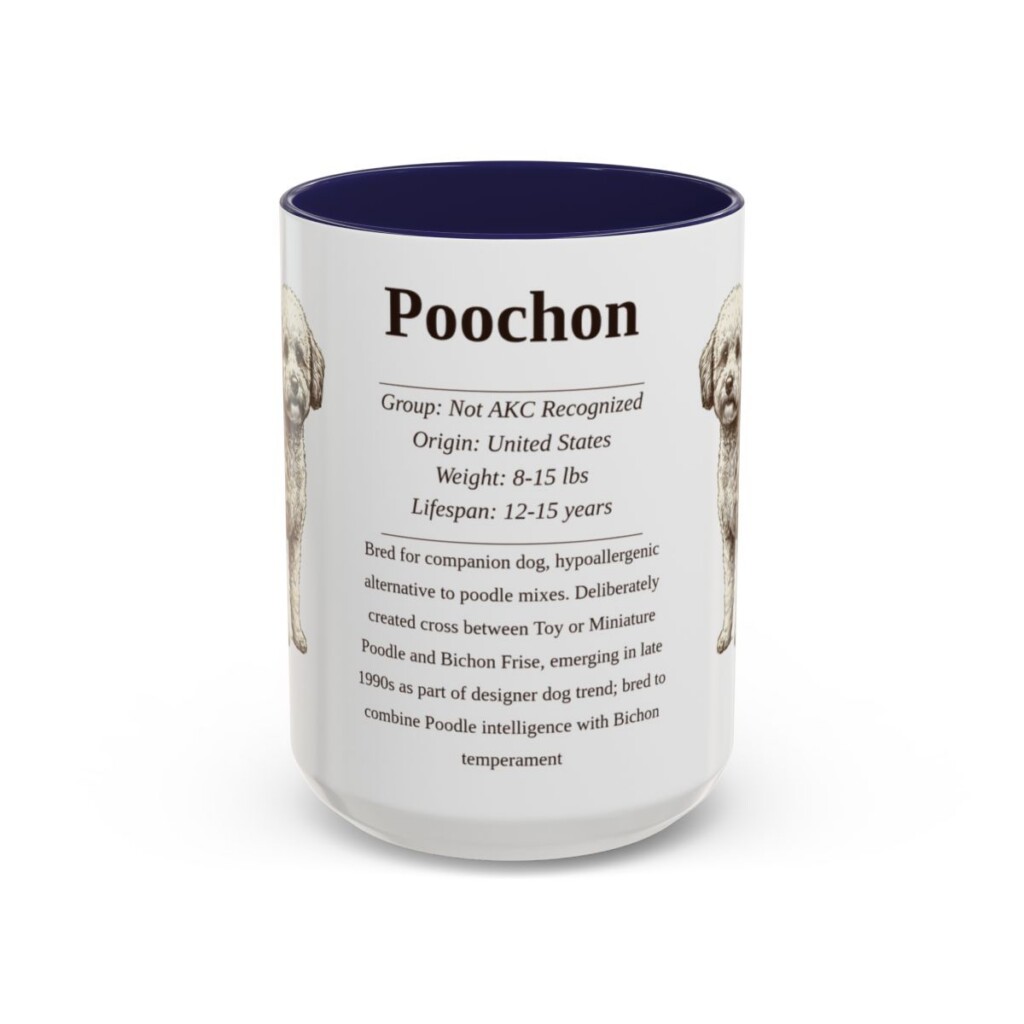 15oz Poochon Mug, Navy, front view