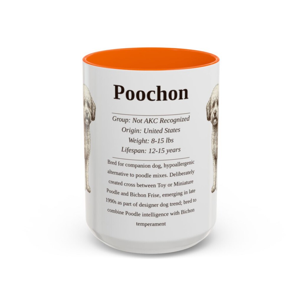 15oz Poochon Mug, Orange, front view
