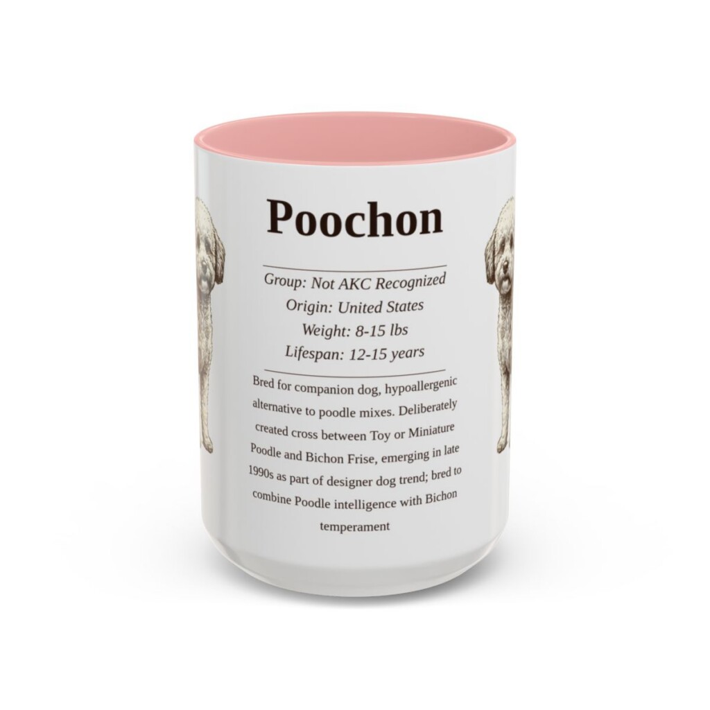 15oz Poochon Mug, Pink, front view