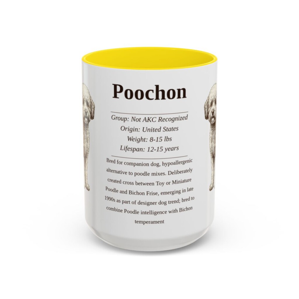 15oz Poochon Mug, Yellow, front view