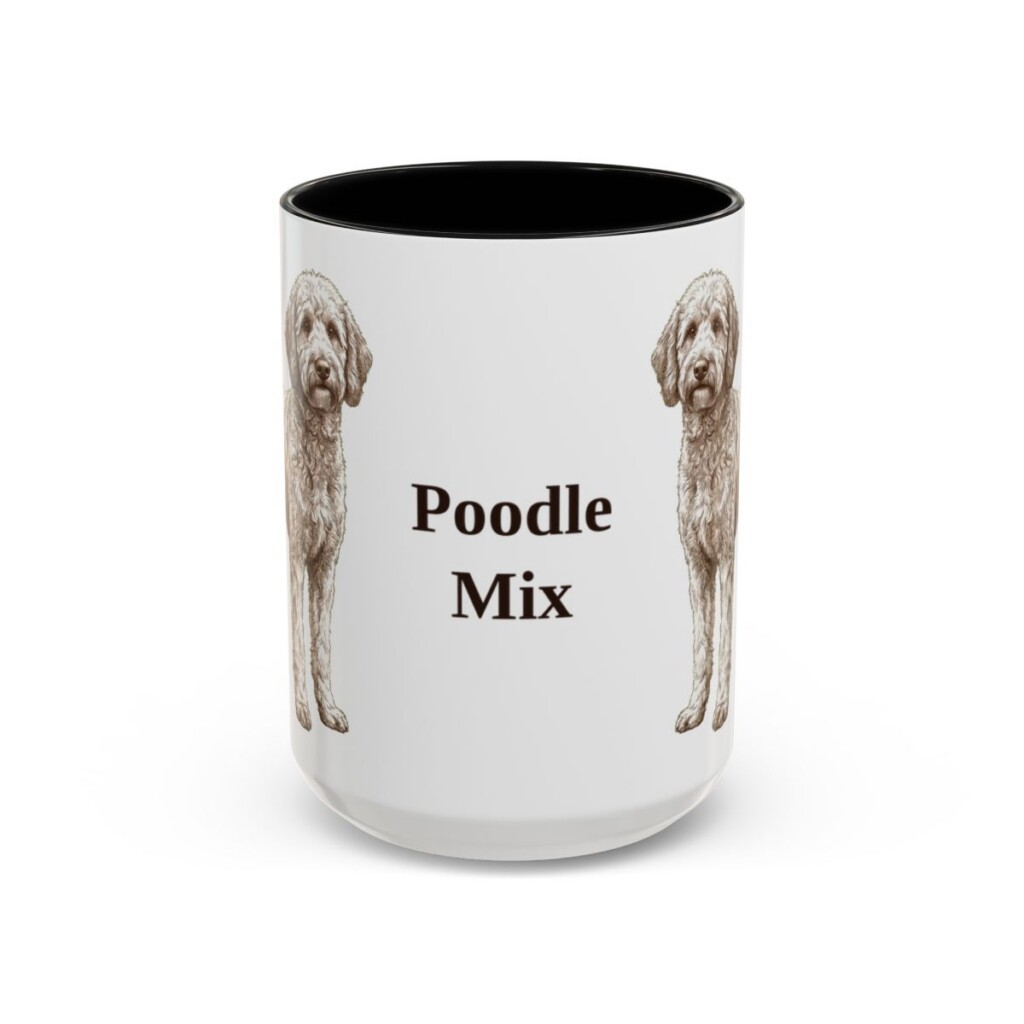 15oz Poodle Mix Mug, Black, front view