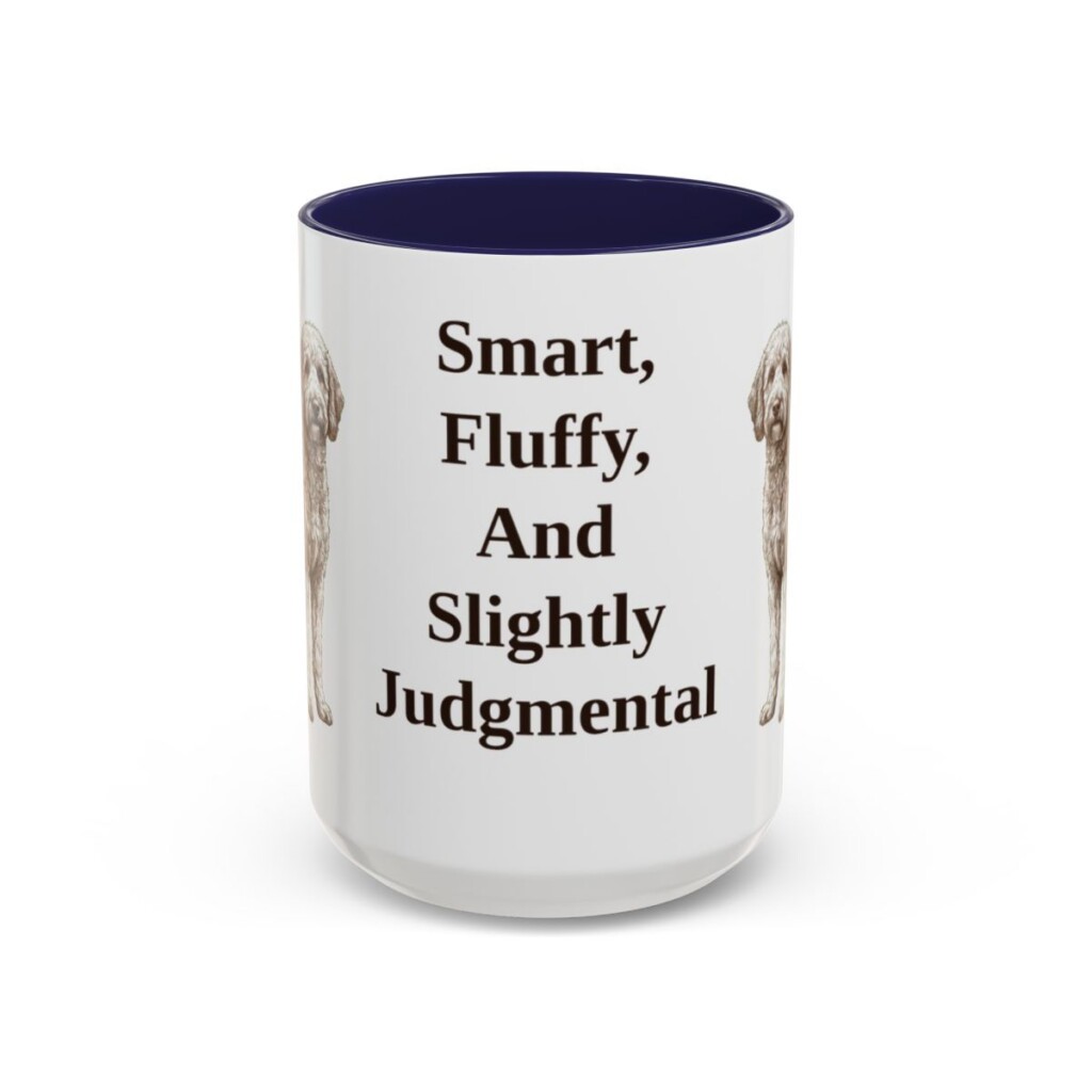 15oz-poodle-mix-mug-humor-navy 15oz Funny Poodle Mix Mug, Navy, front view