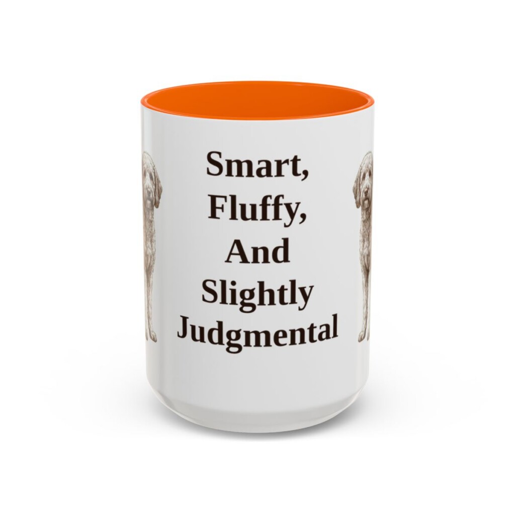 15oz-poodle-mix-mug-humor-orange 15oz Funny Poodle Mix Mug, Orange, front view