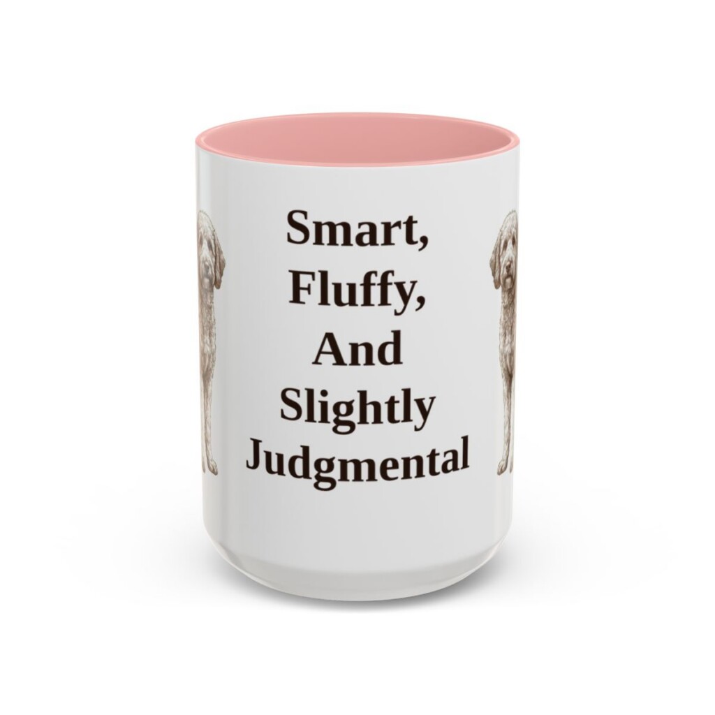 15oz-poodle-mix-mug-humor-pink 15oz Funny Poodle Mix Mug, Pink, front view