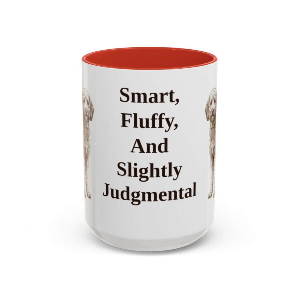 15oz-poodle-mix-mug-humor-red 15oz Funny Poodle Mix Mug, Red, front view