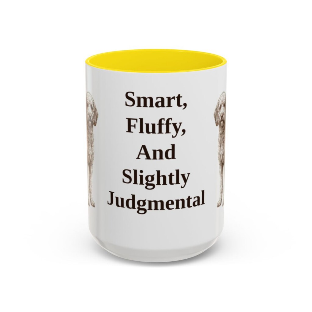 15oz-poodle-mix-mug-humor-yellow 15oz Funny Poodle Mix Mug, Yellow, front view