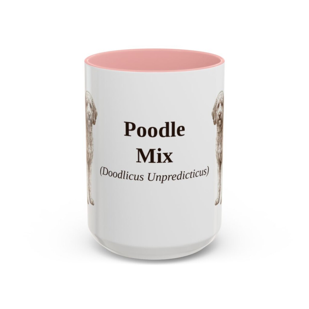 15oz Poodle Mix Latin Mug, Pink, front view