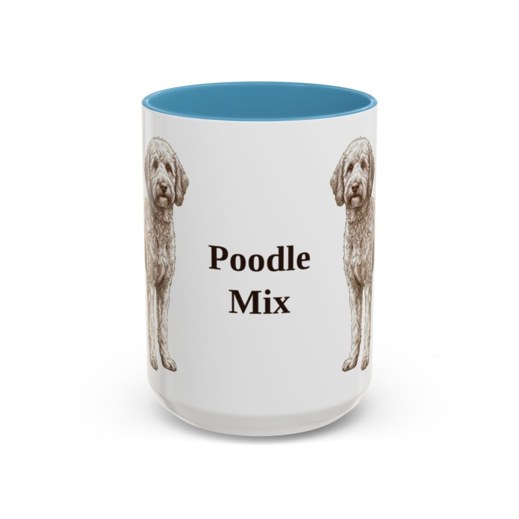 15oz Poodle Mix Mug, Light Blue, front view