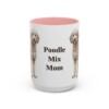 15oz Poodle Mix Dog Mom Mug, Pink, front view