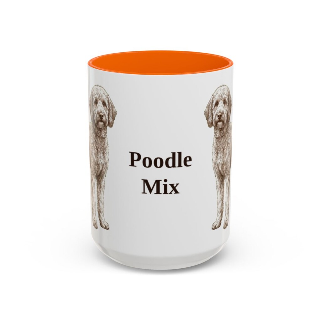15oz Poodle Mix Mug, Orange, front view