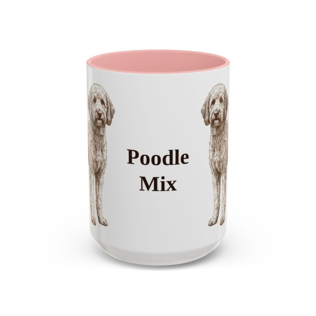 15oz Poodle Mix Mug, Pink, front view